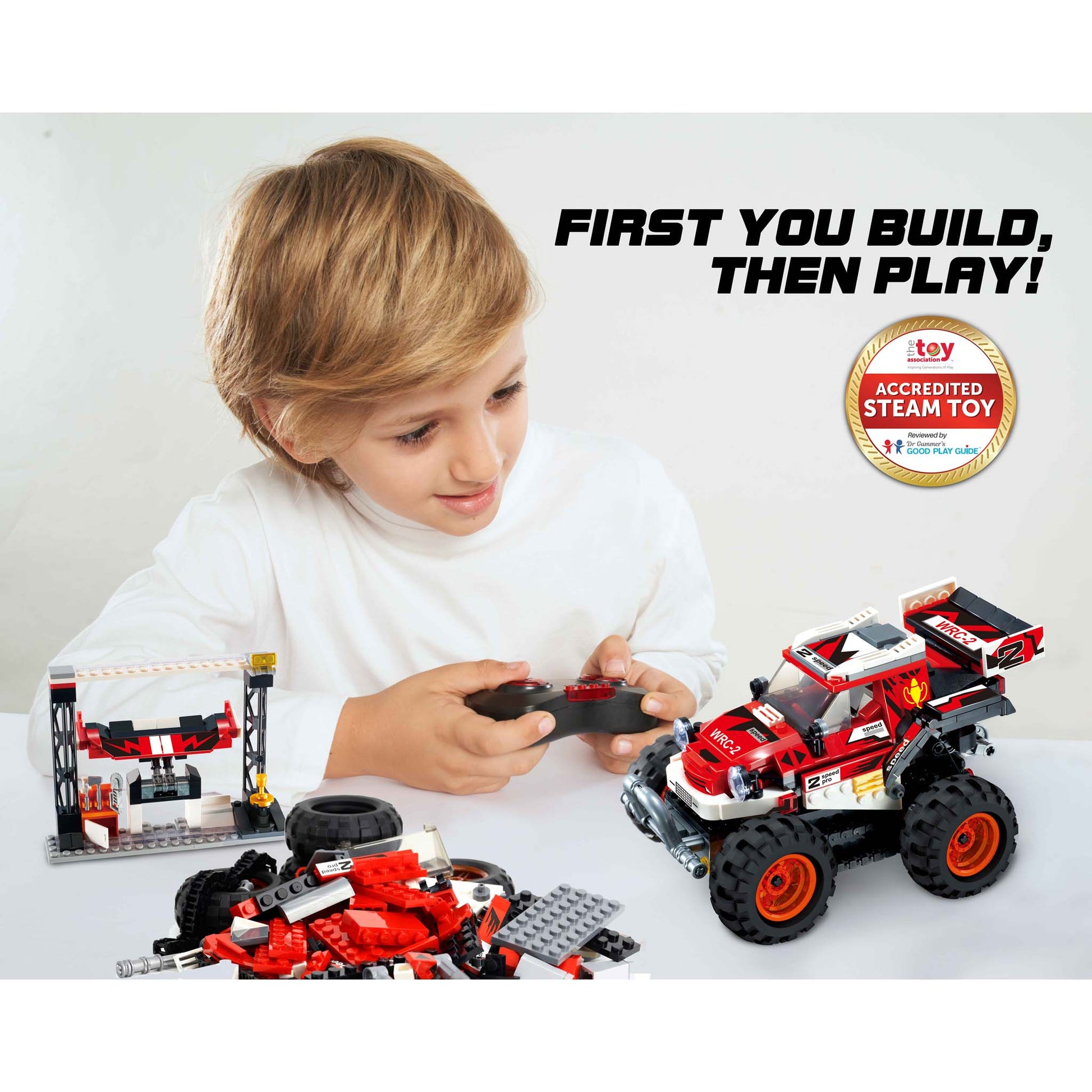 Alpha Toys Wise Block RC Off-Road Stunt Racer, RC STEM Building Blocks Toy for Ages 8+