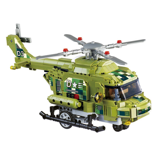 Alpha Toys Wise Block RC Military Helicopter, RC STEM Building Blocks Toy for Ages 8+