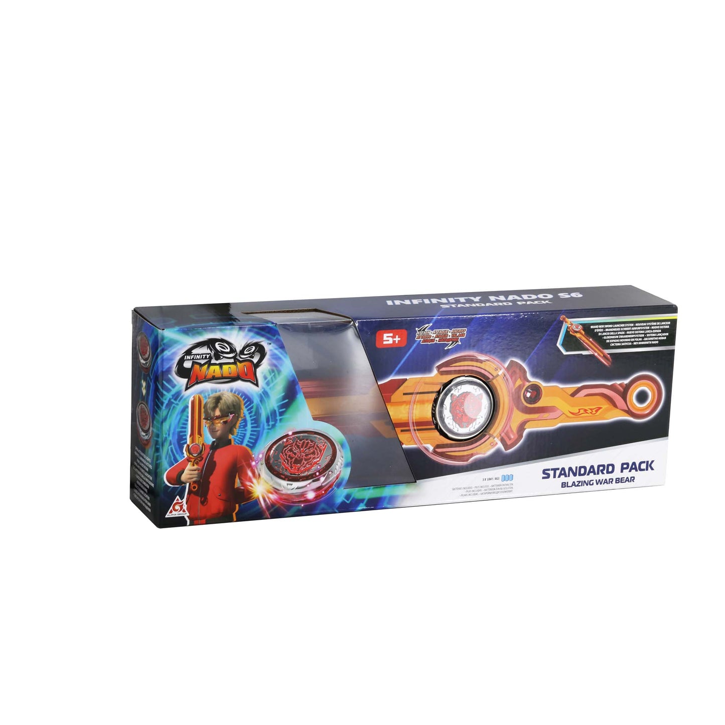 Alpha Toys, Infinity Nado, Nado, Battling Tops Battle Set, Red Spinning Tops, Orange and Red swords launcher, For Kids ages 5+