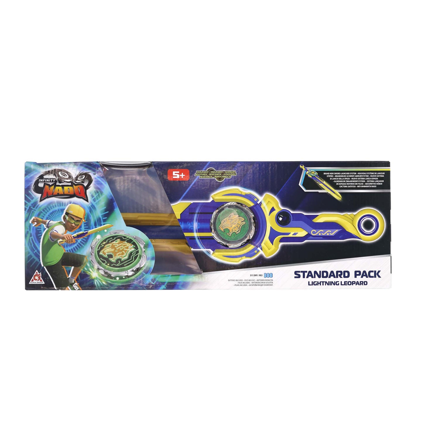 Alpha Toys, Infinity Nado, Nado, Battling Tops Battle Set, Bule and Yellow Spinning Tops, Innovative swords launcher, For Kids ages 5+
