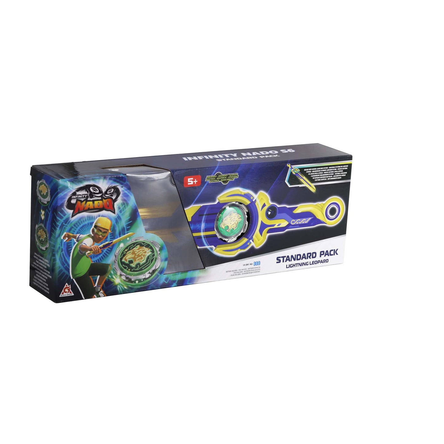 Alpha Toys, Infinity Nado, Nado, Battling Tops Battle Set, Bule and Yellow Spinning Tops, Innovative swords launcher, For Kids ages 5+