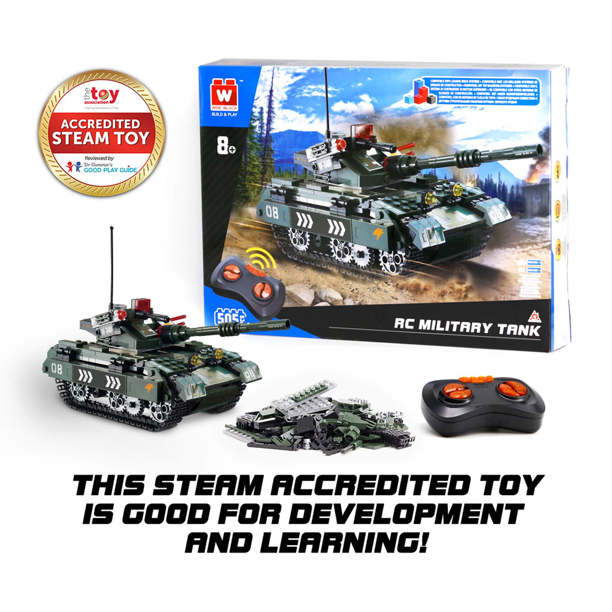 Wise Block Military Tank – STEM Building Set for Ages 8+ – Alpha Toys