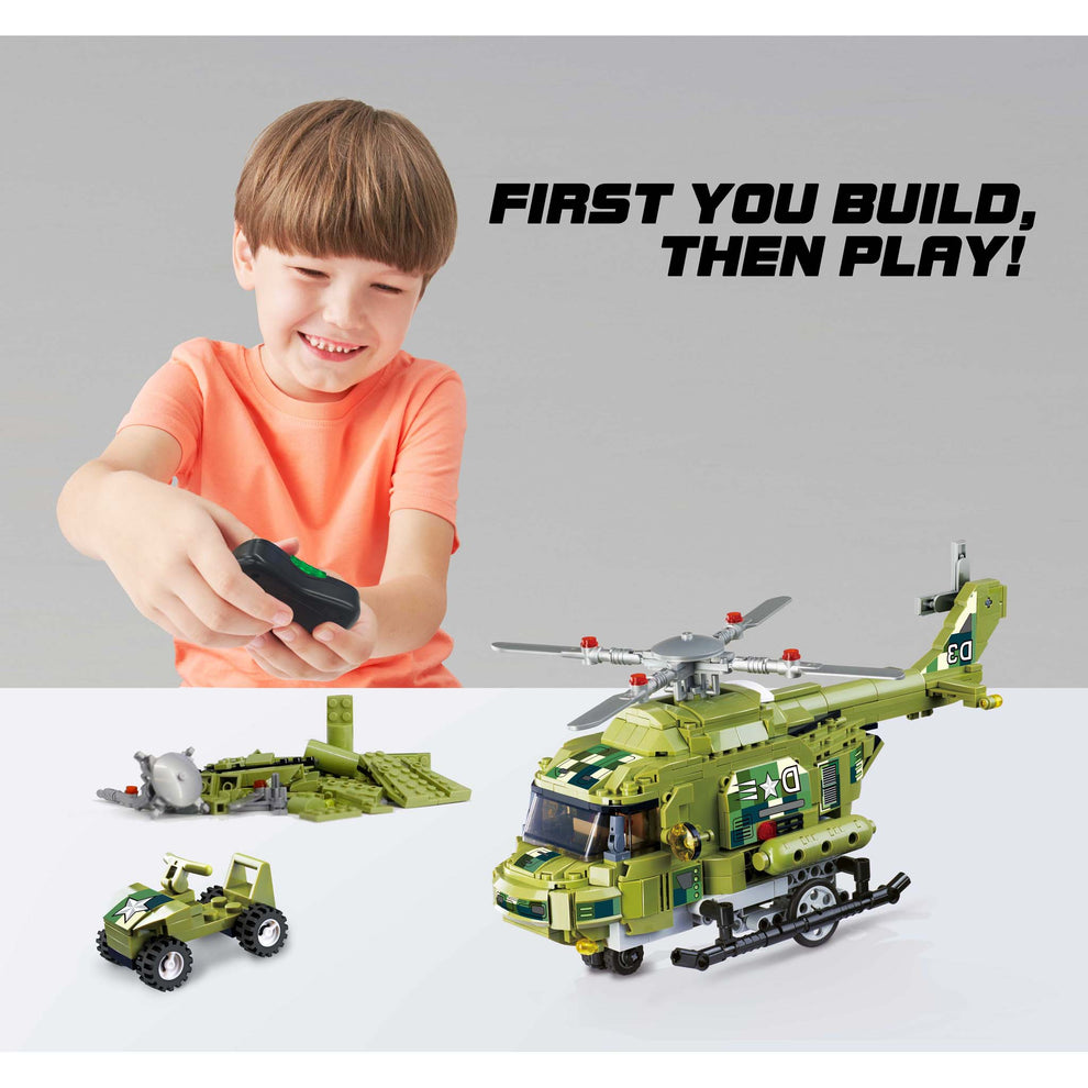 Large Transport Helicopter Assembled Building Block Toy Set for Kids