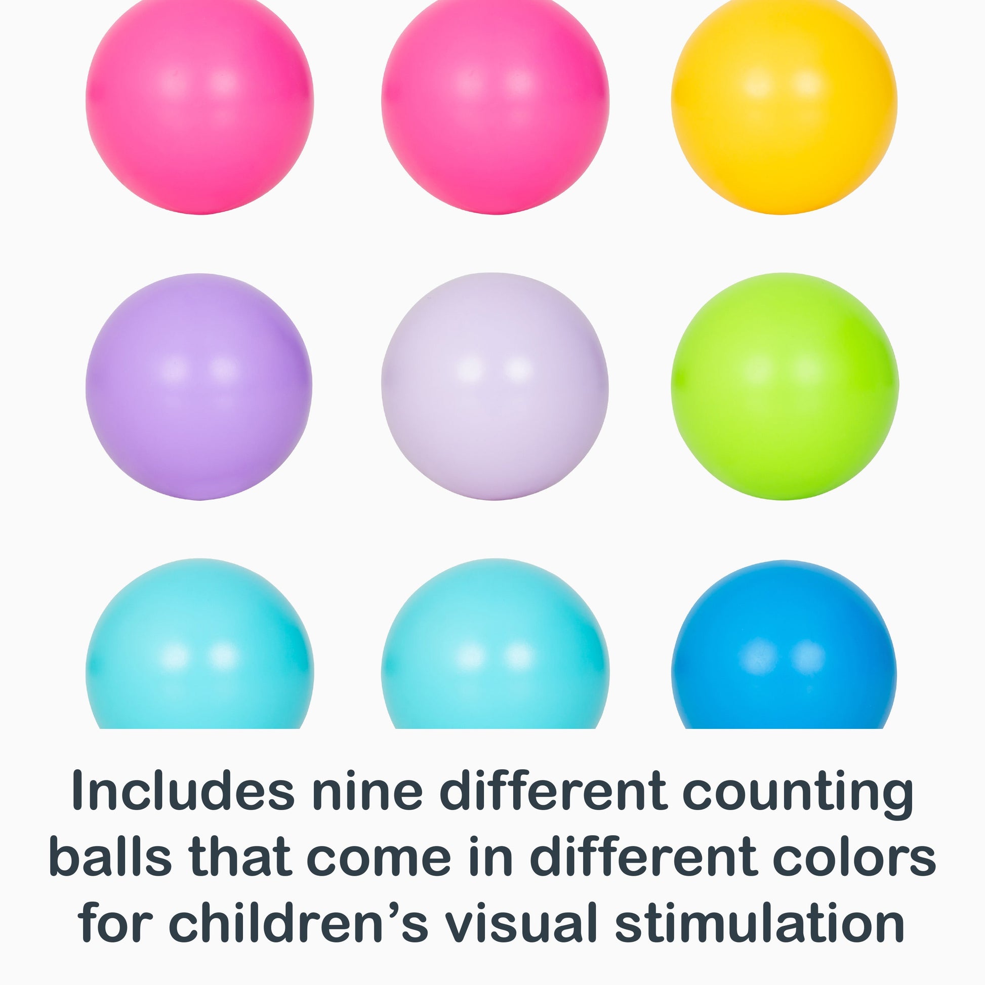 Includes nine different counting balls that come in different colors for children's visual stimulation with the Smart Steps Counting Crab STEM toy