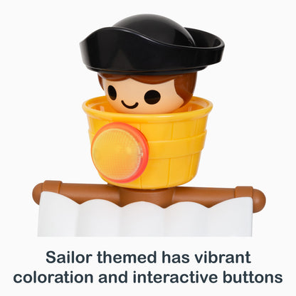 Sailer themed has vibrant coloration and interactive buttons on the Smart Steps Smart Ship STEM toy